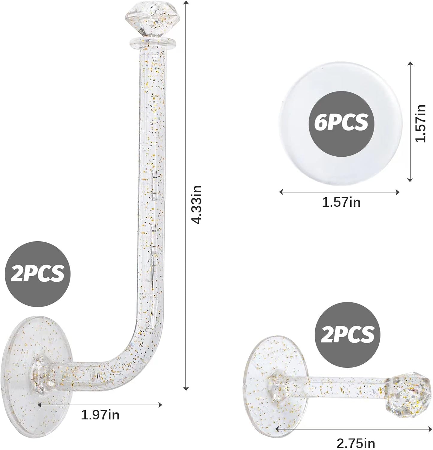 4pcs Clear Glitter Scrunchie Holder Organizer for Hair Accessories