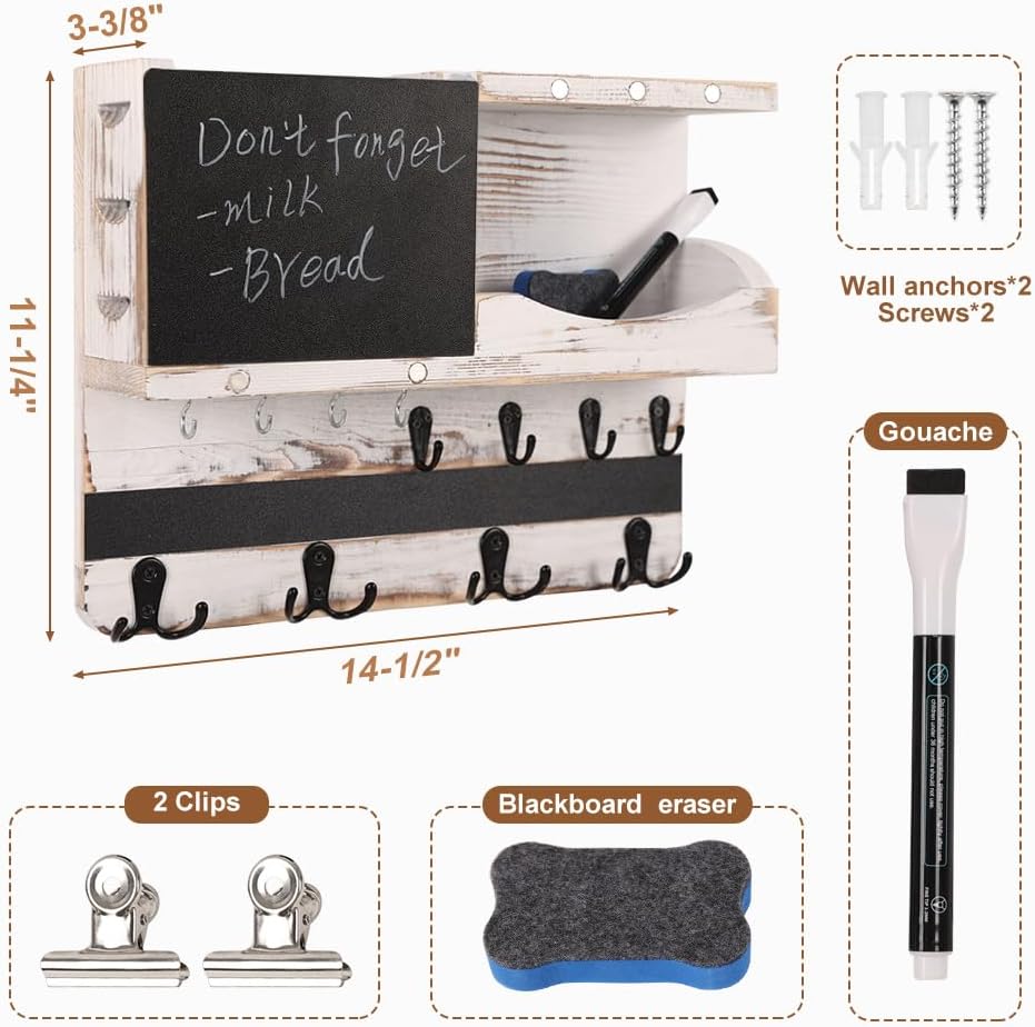 Rustic Key and Mail Holder for Wall