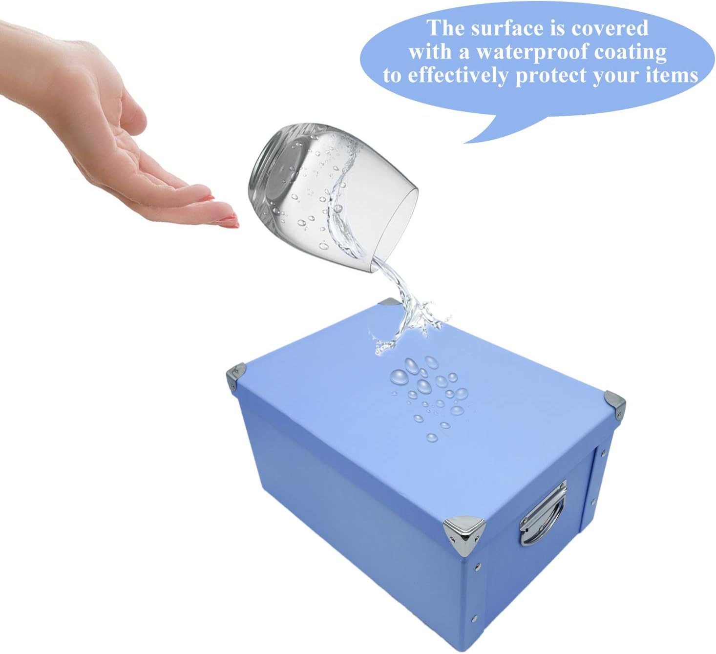 GUOZI Collapsible Storage Box with Handles and Metal Corners