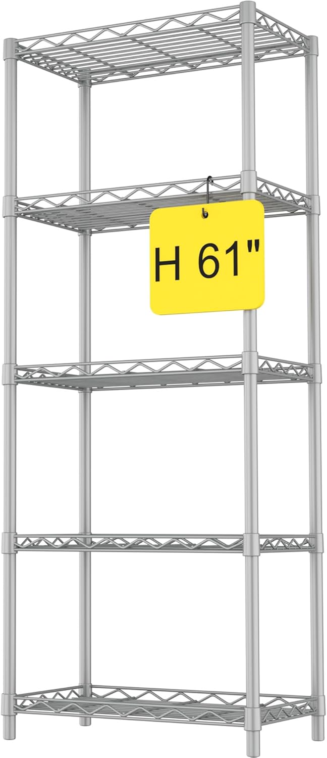 HOMEFORT 5-Tier Metal Storage Shelving Unit in Grey