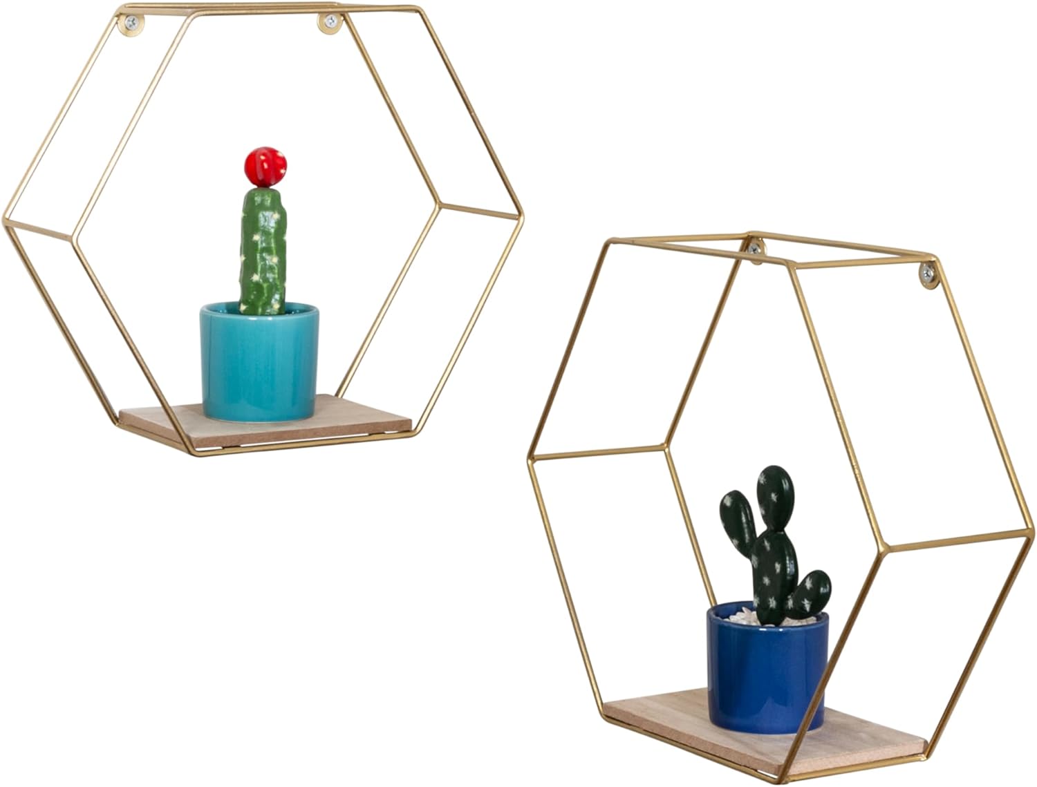 Honey-Can-Do Hexagonal Gold Wall Shelves Set