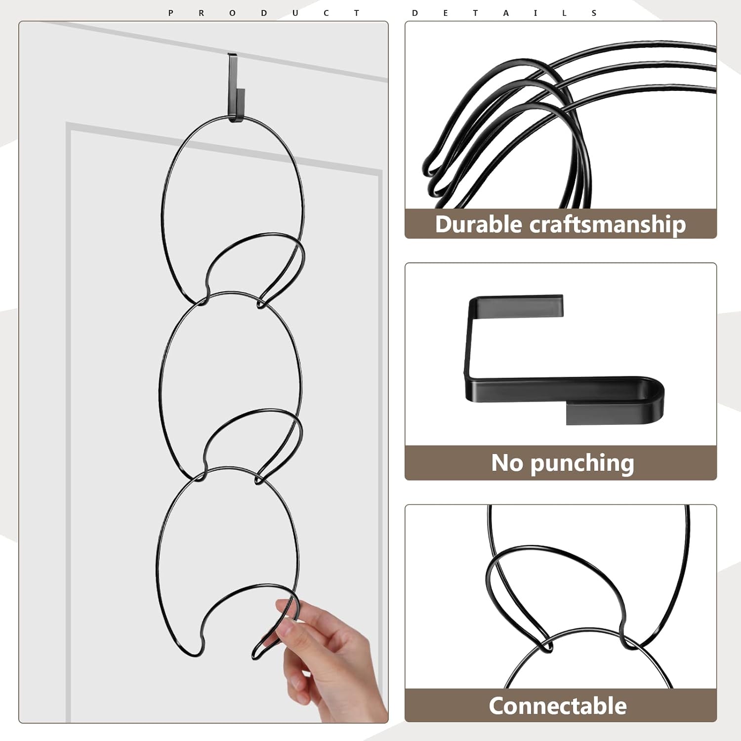 Yerliker 16 Piece Hat Rack with 2 Hooks for Door