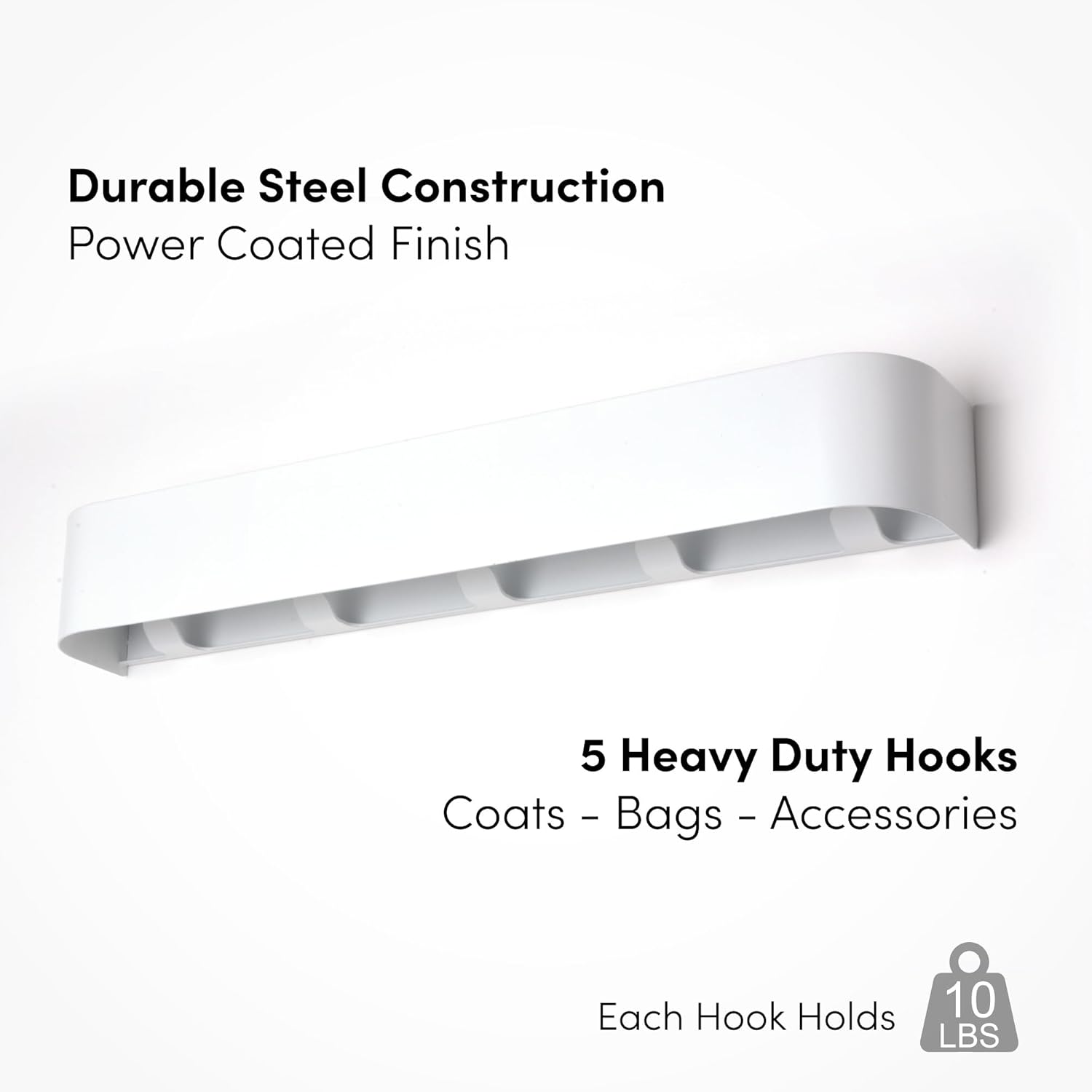 Modern Wall-Mounted Coat Rack with Shelf and 5 Hooks