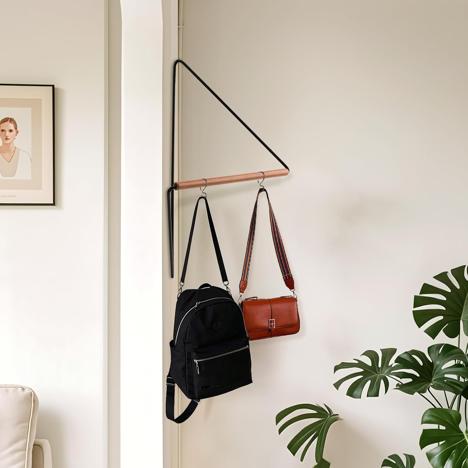 Modern Corner Clothes Rack - Space-Saving Wooden Organizer