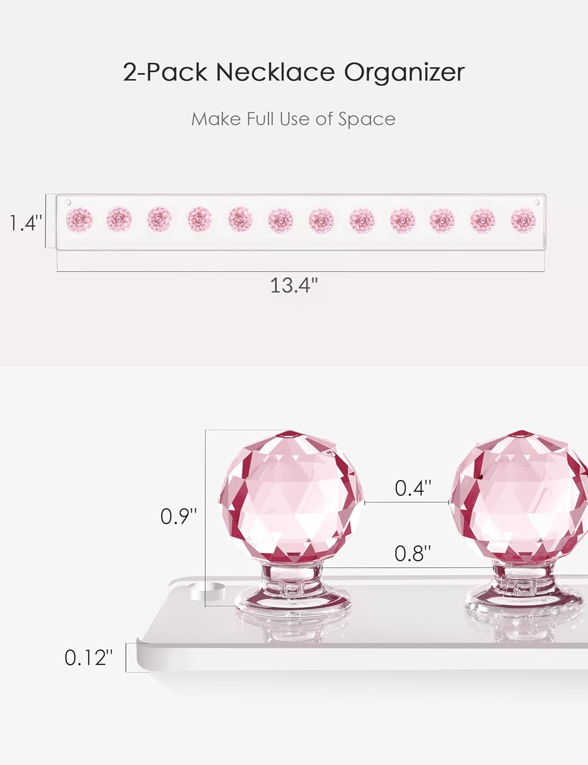 Heesch Pink Acrylic Necklace Holder 2-Pack
