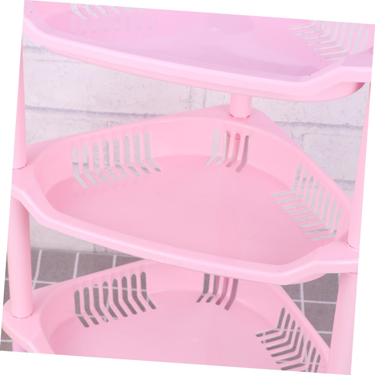 Pink Plastic Corner Shelf Organizer for Home Kitchen and Bathroom Storage