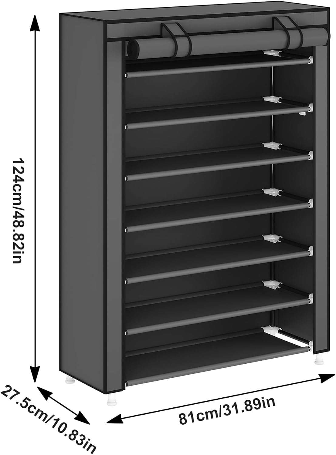 Laiensia 7-Tier Vertical Shoe Rack Organizer Grey