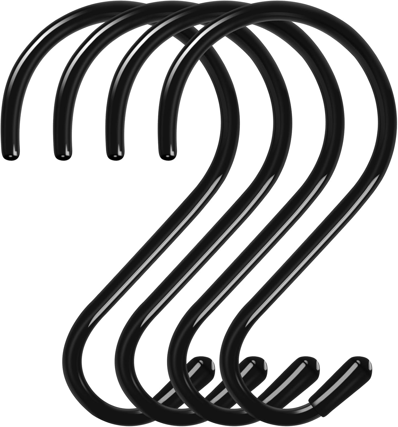 4 Pack Large Black S Hooks with Non-Slip Rubber Coating 1
