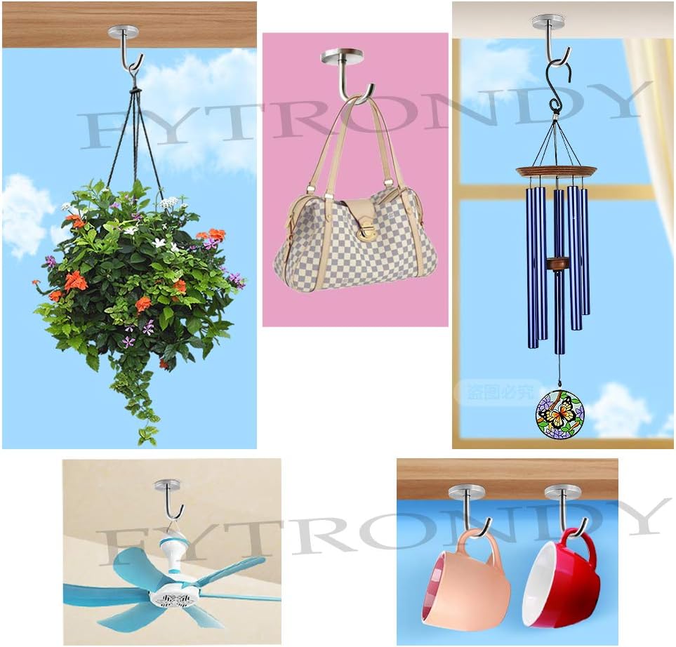 Stainless Steel Ceiling Hooks with Screws 4 Pack