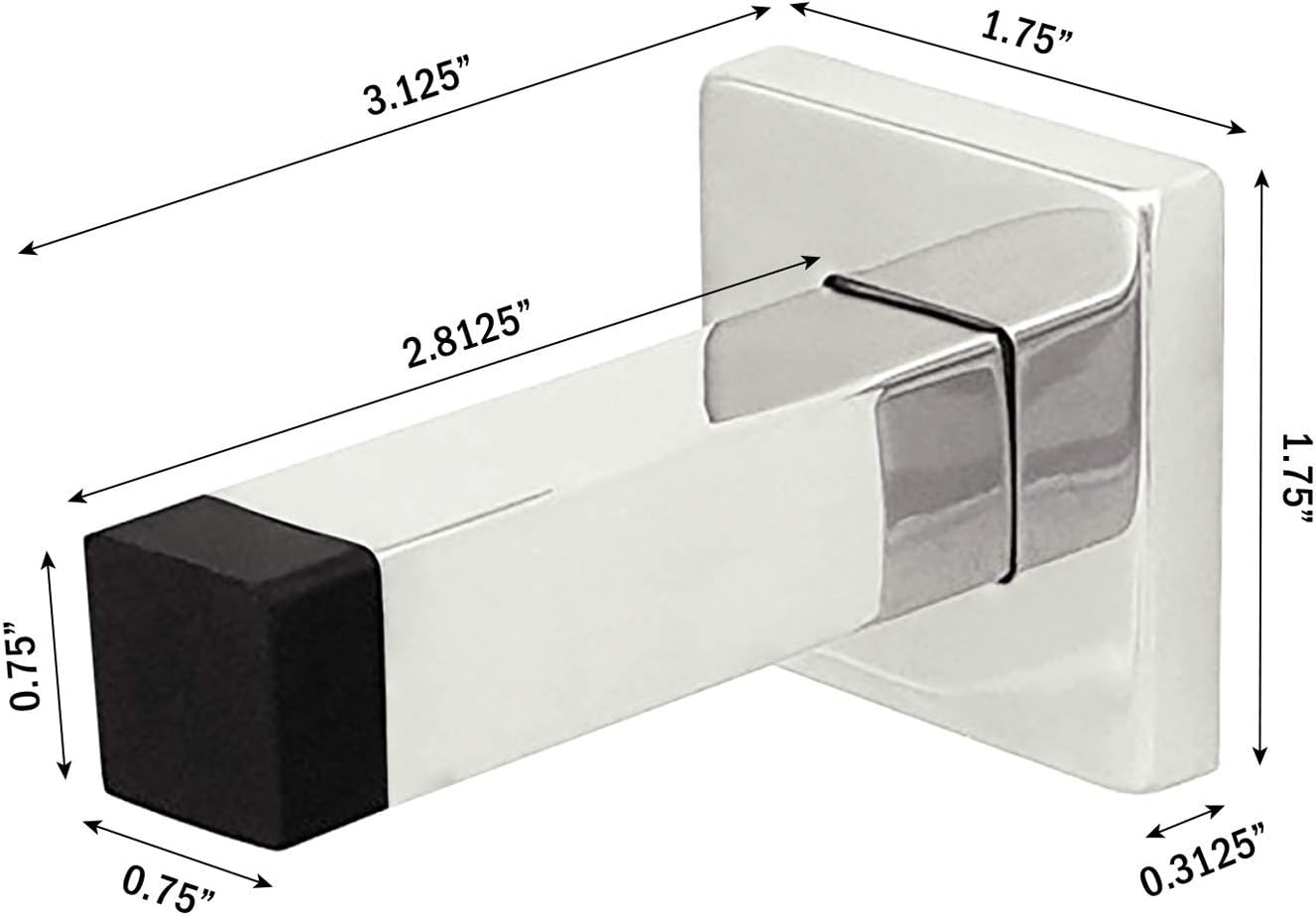 Nuk3y Modern Square Door Stop and Coat Hook 2 Pack
