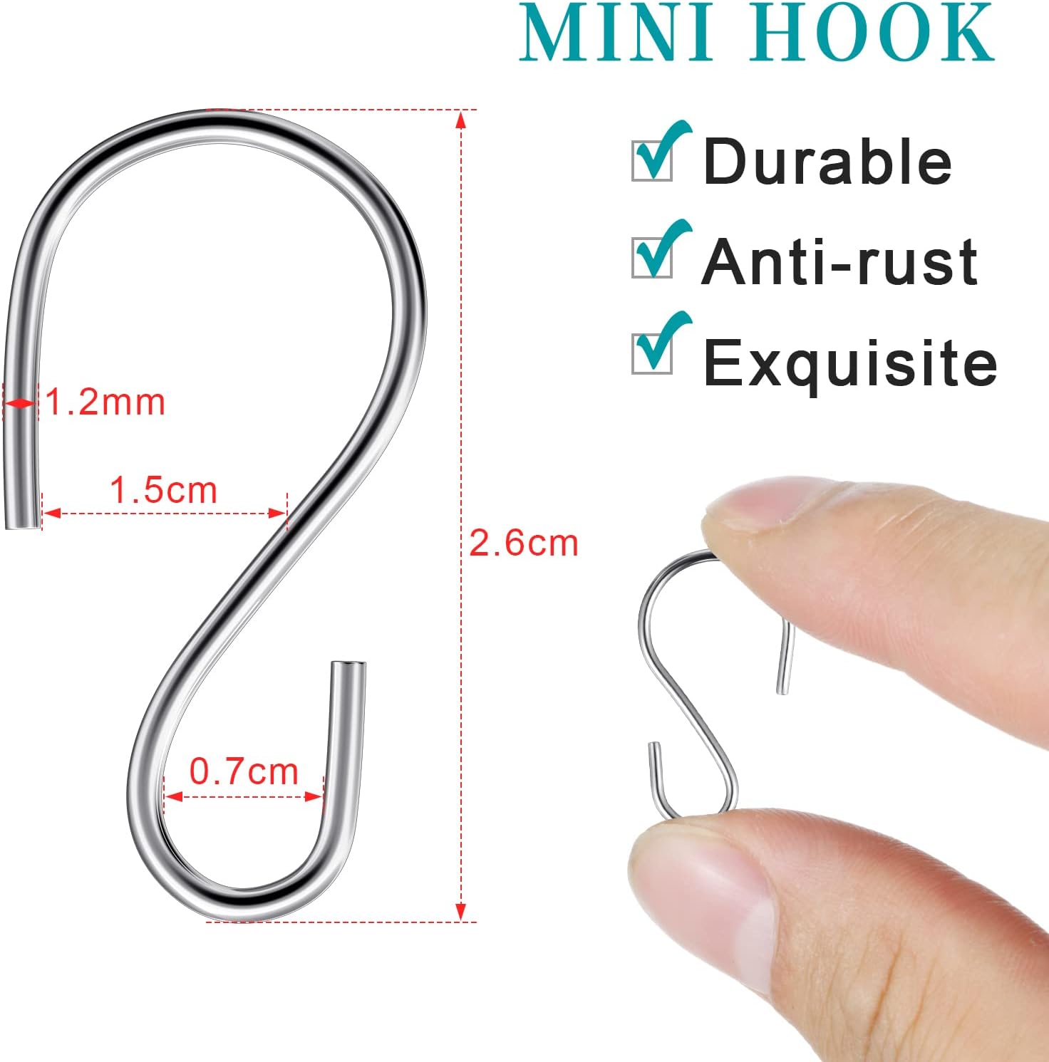 Sratte 120 Pcs Mini S Hook Set for Hanging