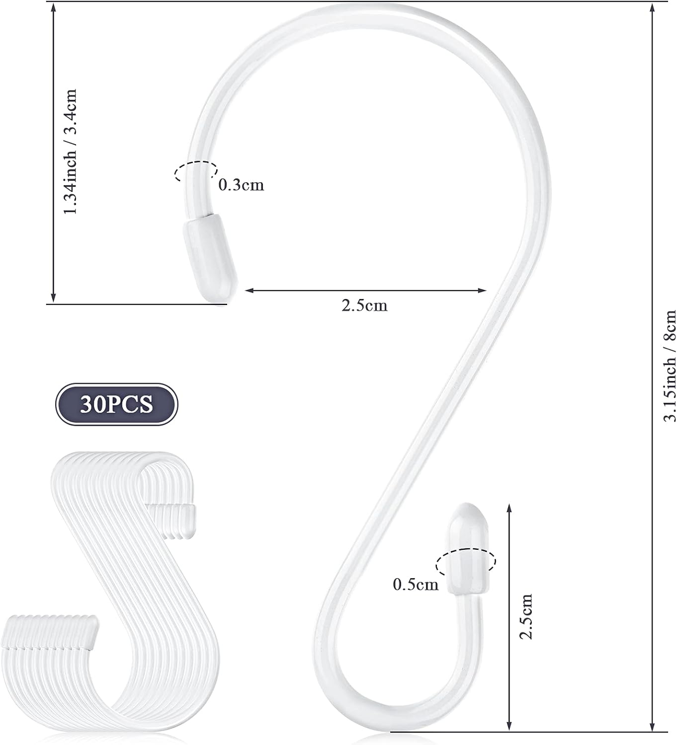Hotop 36 Pcs S Shaped Stainless Steel Hooks