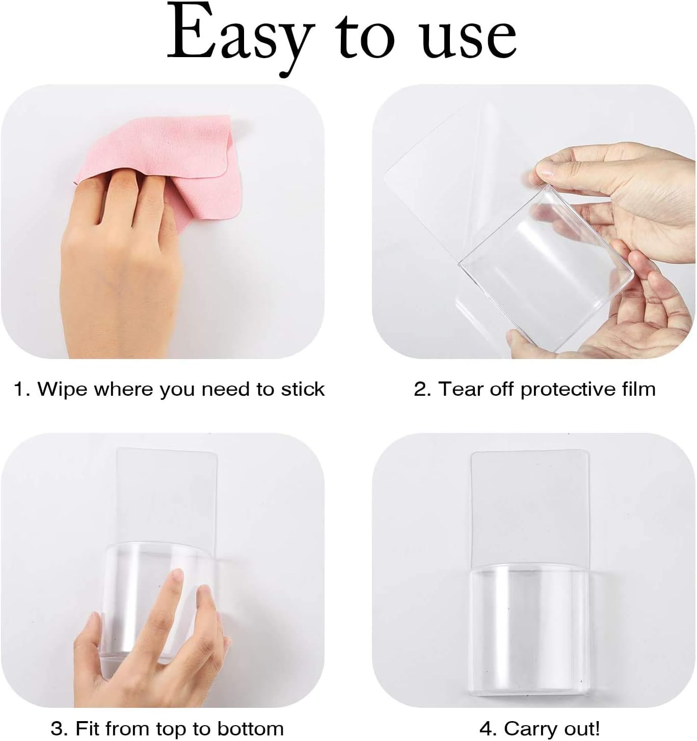 Clear Remote Control Holder Wall Mount Damage-Free 2 Pack
