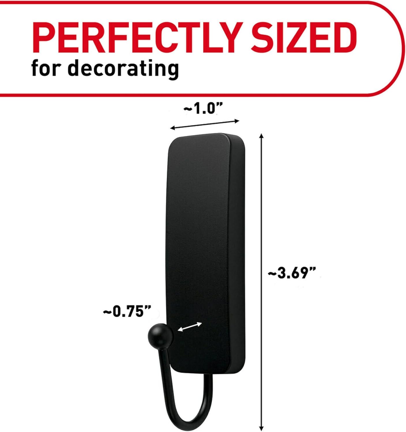 Command Medium Matte Black Wall Hooks 2 Hooks 4 Strips