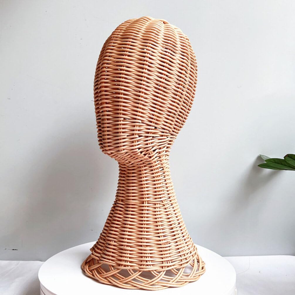 EXCEART Rattan Hat Display Stand for Wigs and Caps
