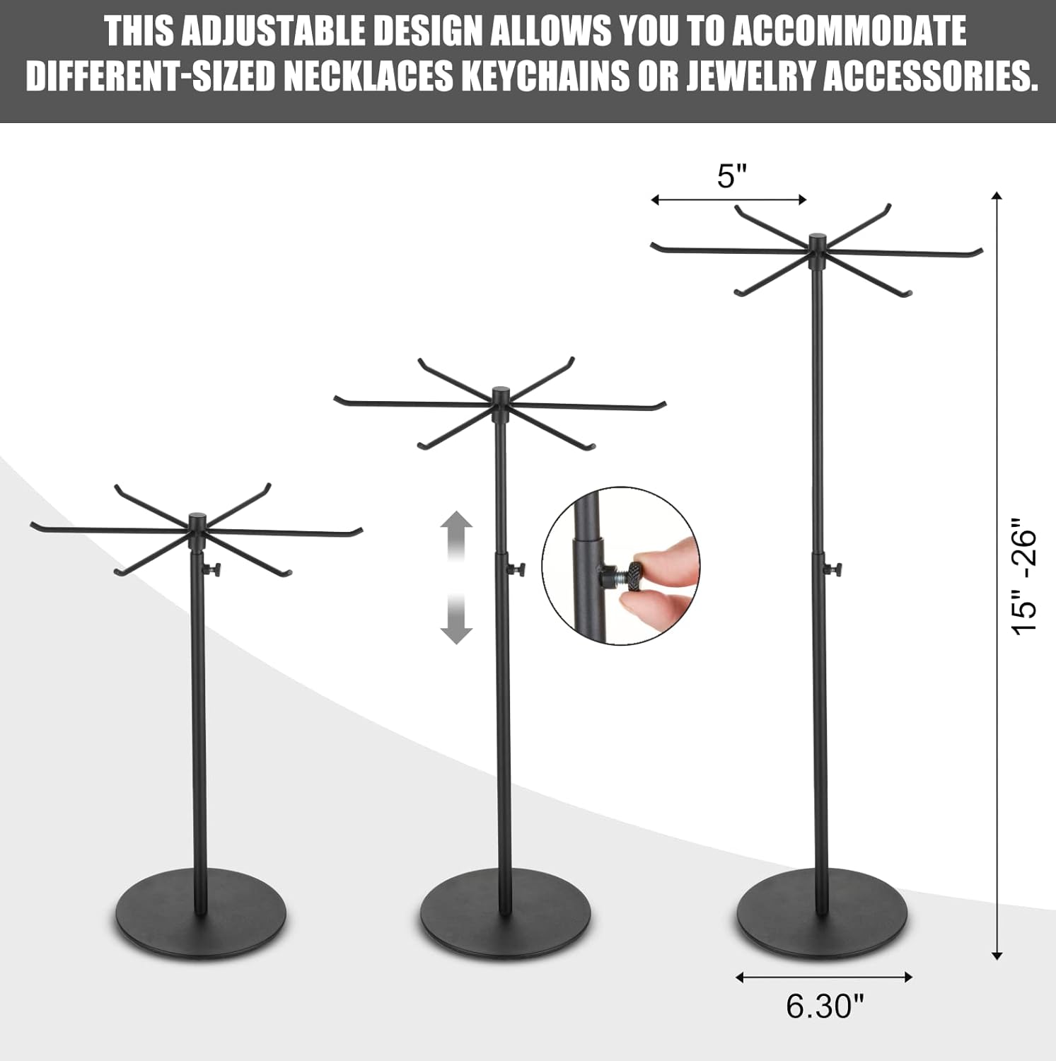 Rotating Keychain Display Stand with 6 Hooks
