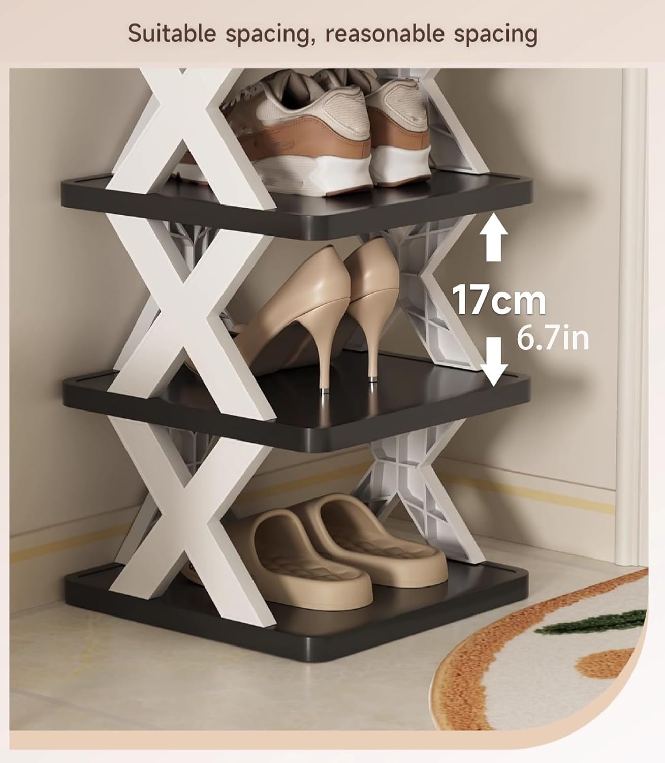 Pink 5-Tier Stackable Shoe Rack Organizer
