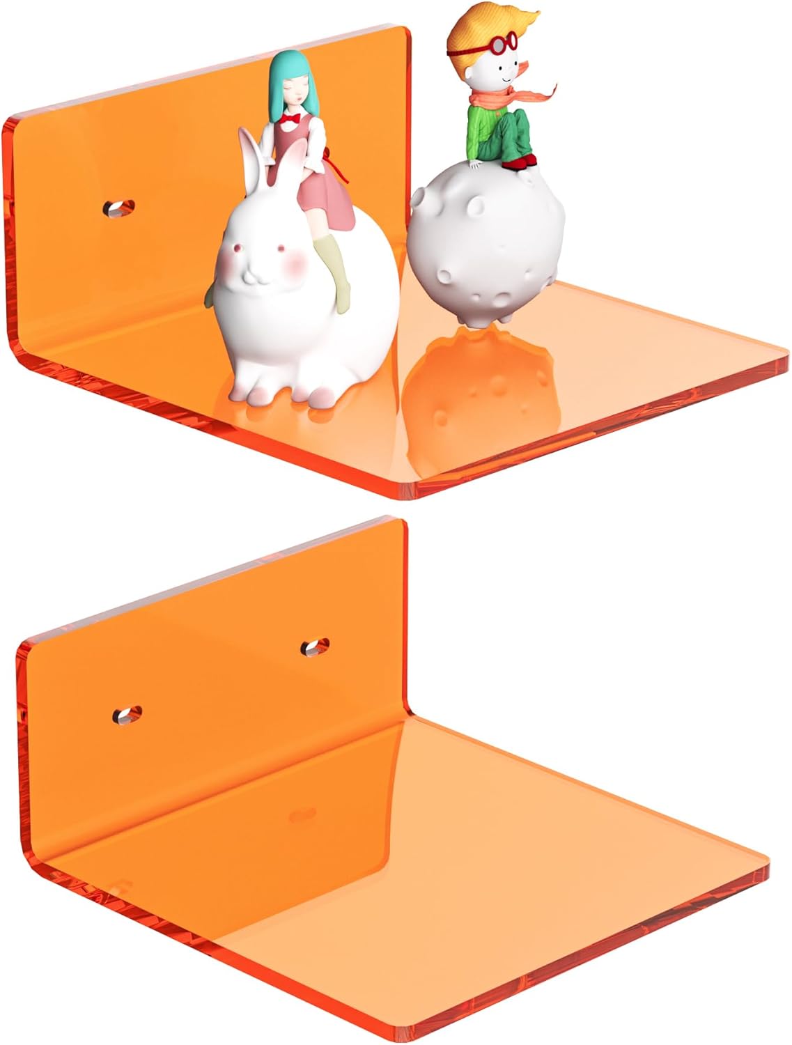 6 Inches Orange Wall Shelves Set of 2