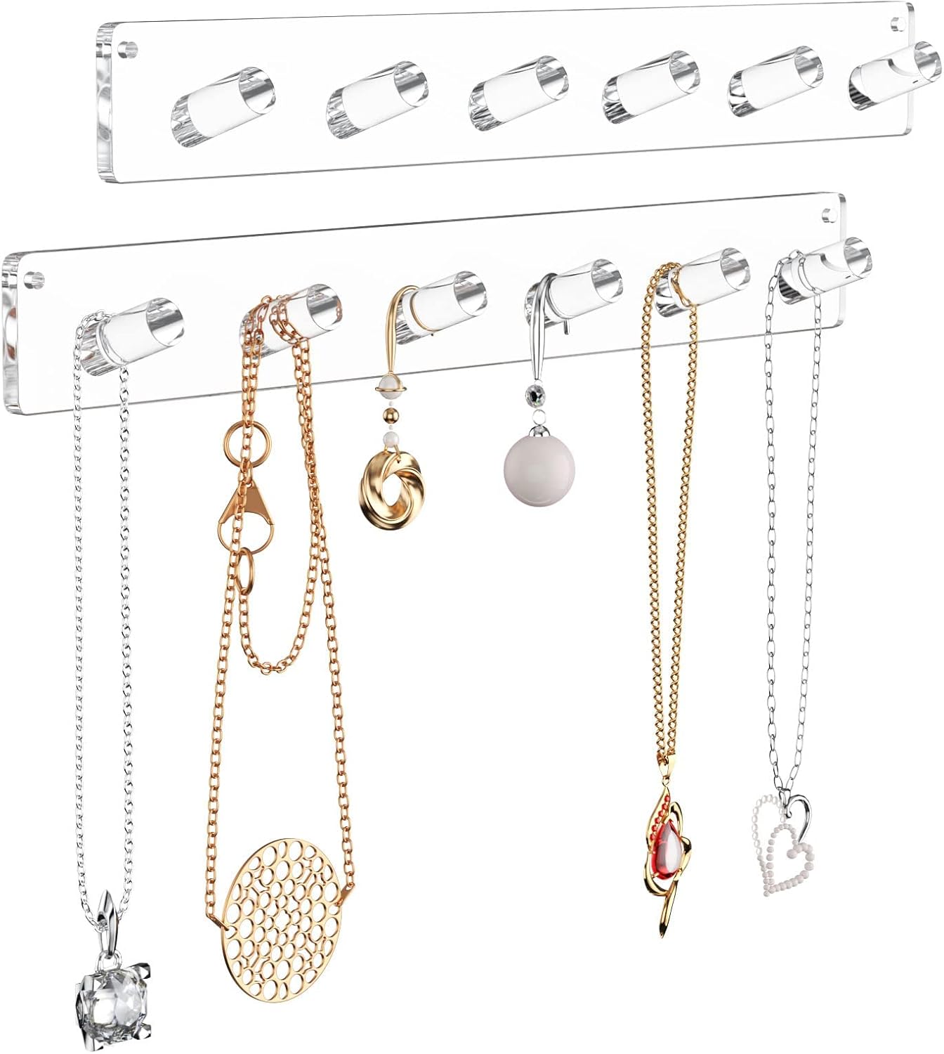 NIUBEE Wall Mounted Jewelry Stand Organizer 2 Pack