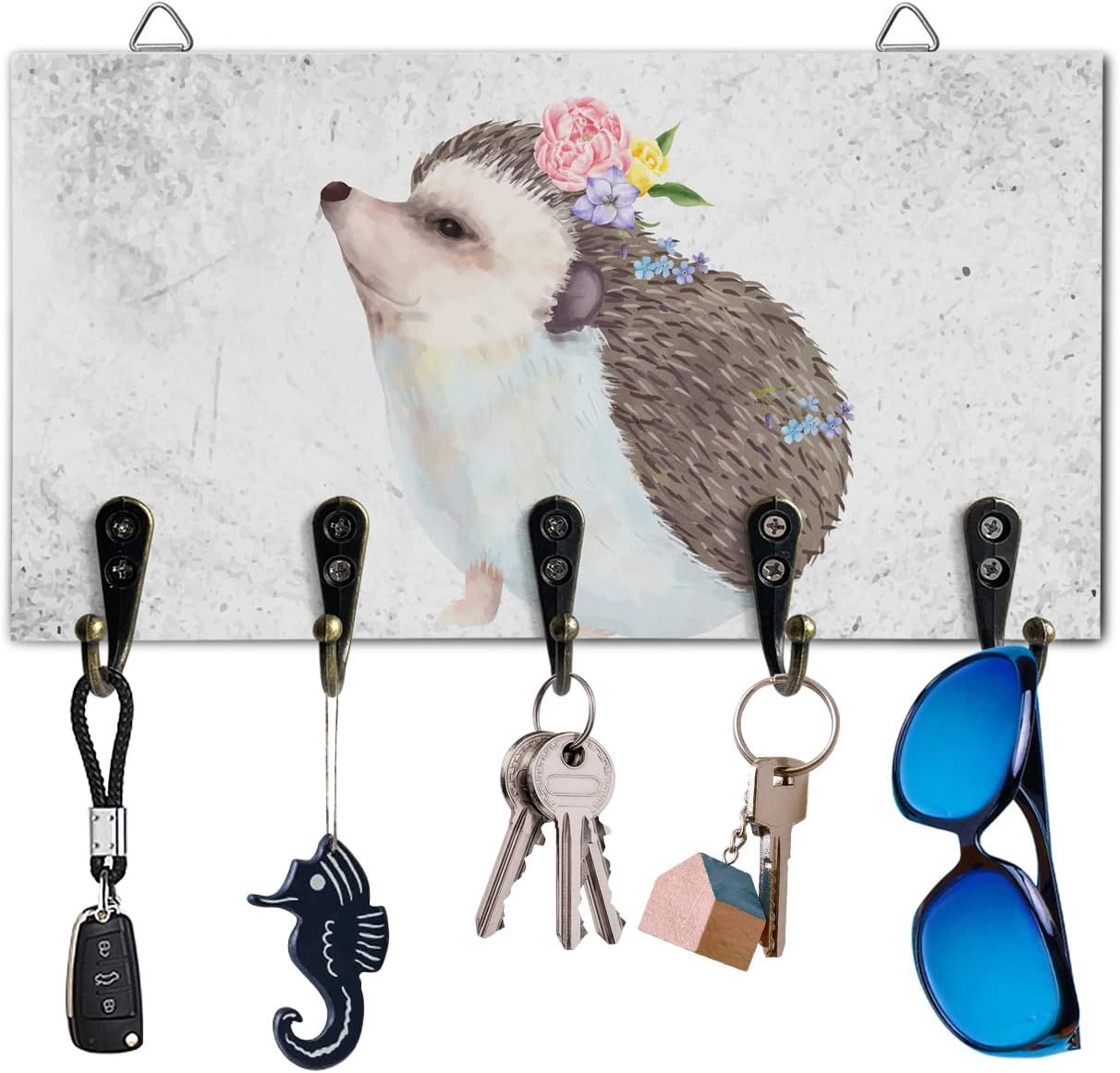 Rustic Wall Key Holder with 5 Hooks for Entryway and Hallway