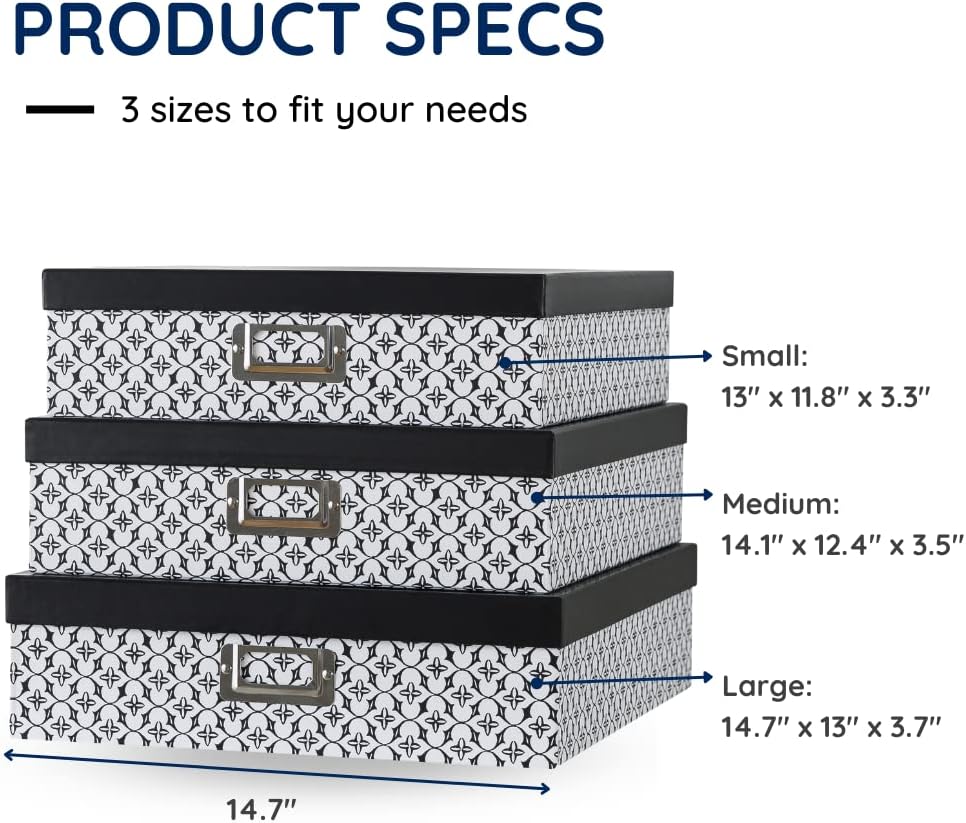 Soul Lane 3 Piece Black and White Storage Boxes with Lids