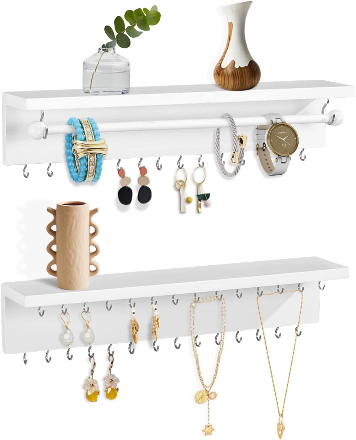ZGZD White Hanging Jewelry Organizers Set of 2