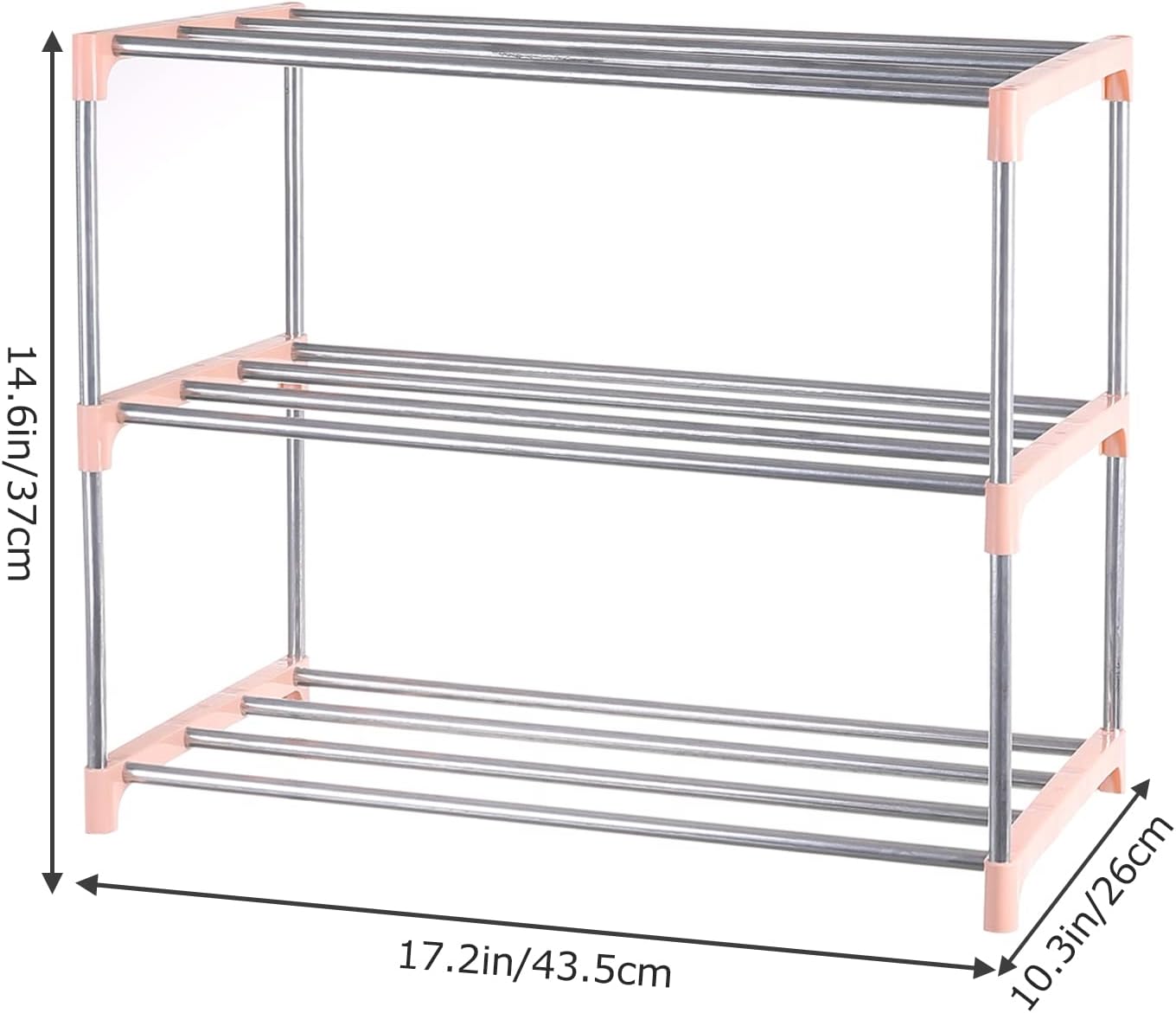 Small Pink Shoe Rack 3-Tier Entryway Organizer