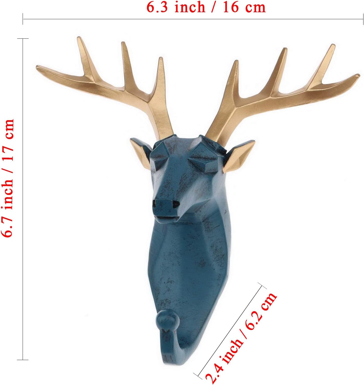 Deer Head Hook Decorative Resin Wall Mount for Bags Keys and More