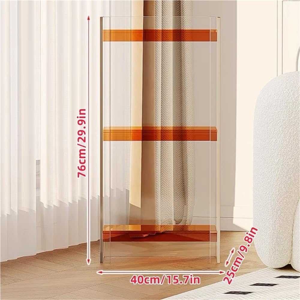 3-Tier Acrylic Bookshelf for Small Spaces Orange