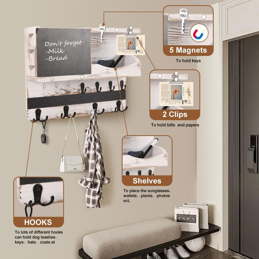 Rustic Key and Mail Holder for Wall