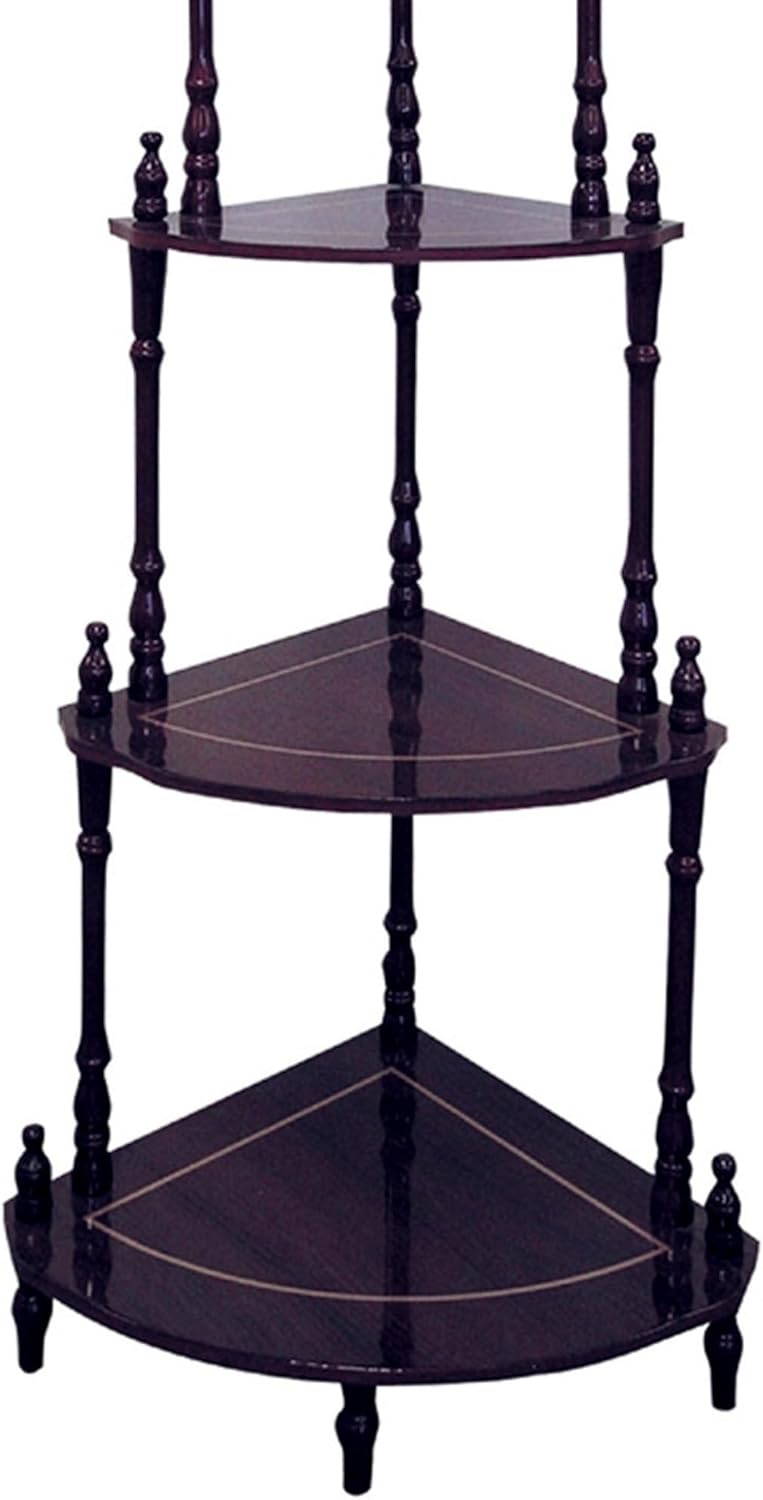 39 Inch Tall 4 Tier Wooden Corner Shelf Cherry