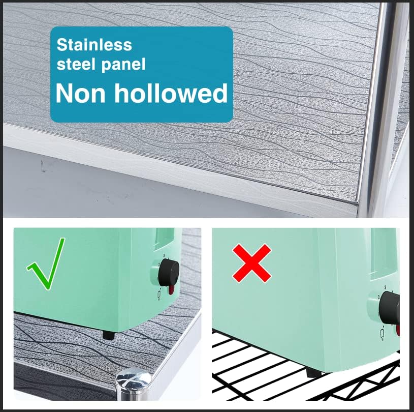 Stainless Steel Shelves 4 Tier Kitchen Storage Shelves Water Ripple Texture Durable and Waterproof