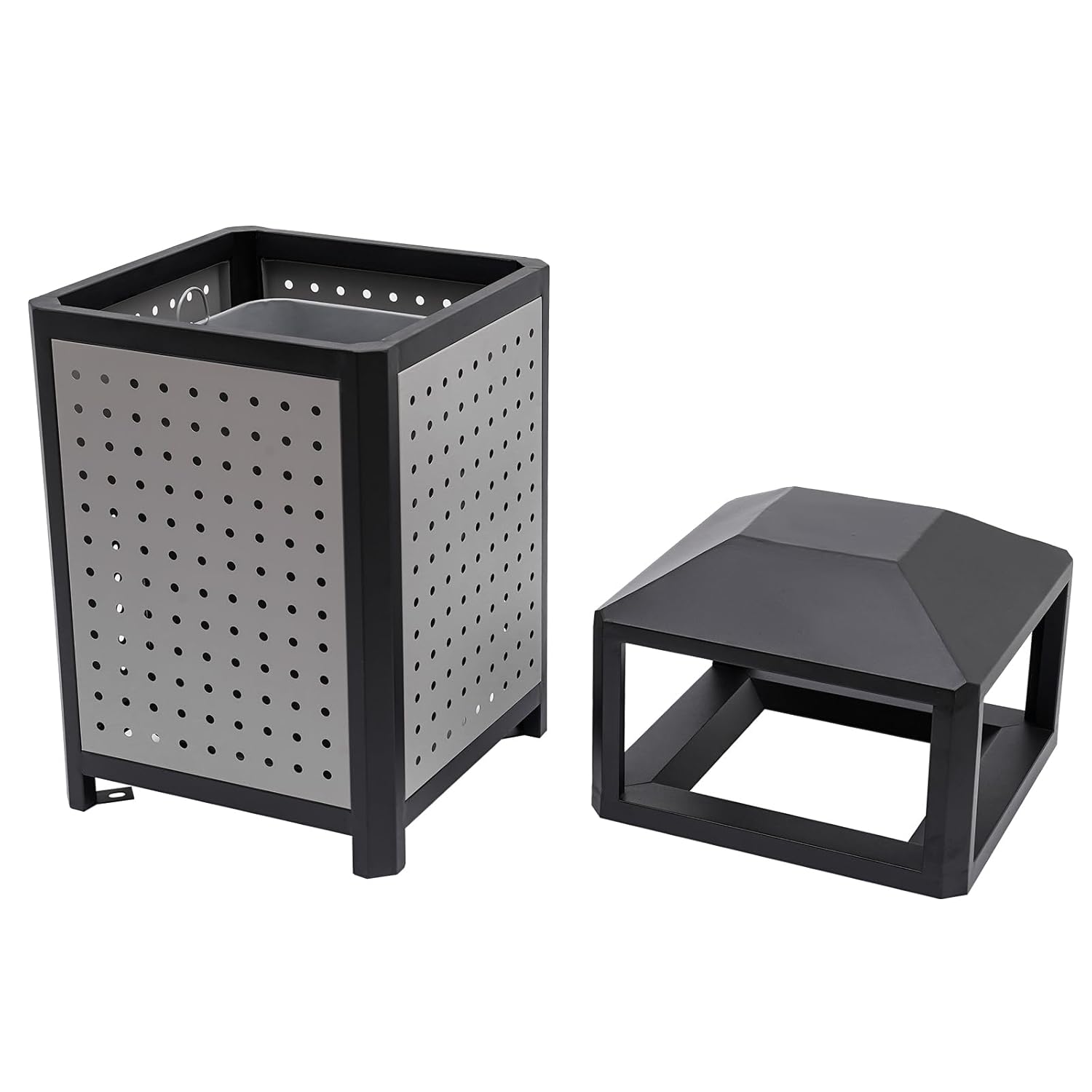 Commercial Waste Container Trash Can with Ashtray - 15 Gallon Stainless Steel