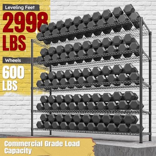 REIBII 857 Inch Heavy Duty Storage Shelving Unit with Wheels and Feet