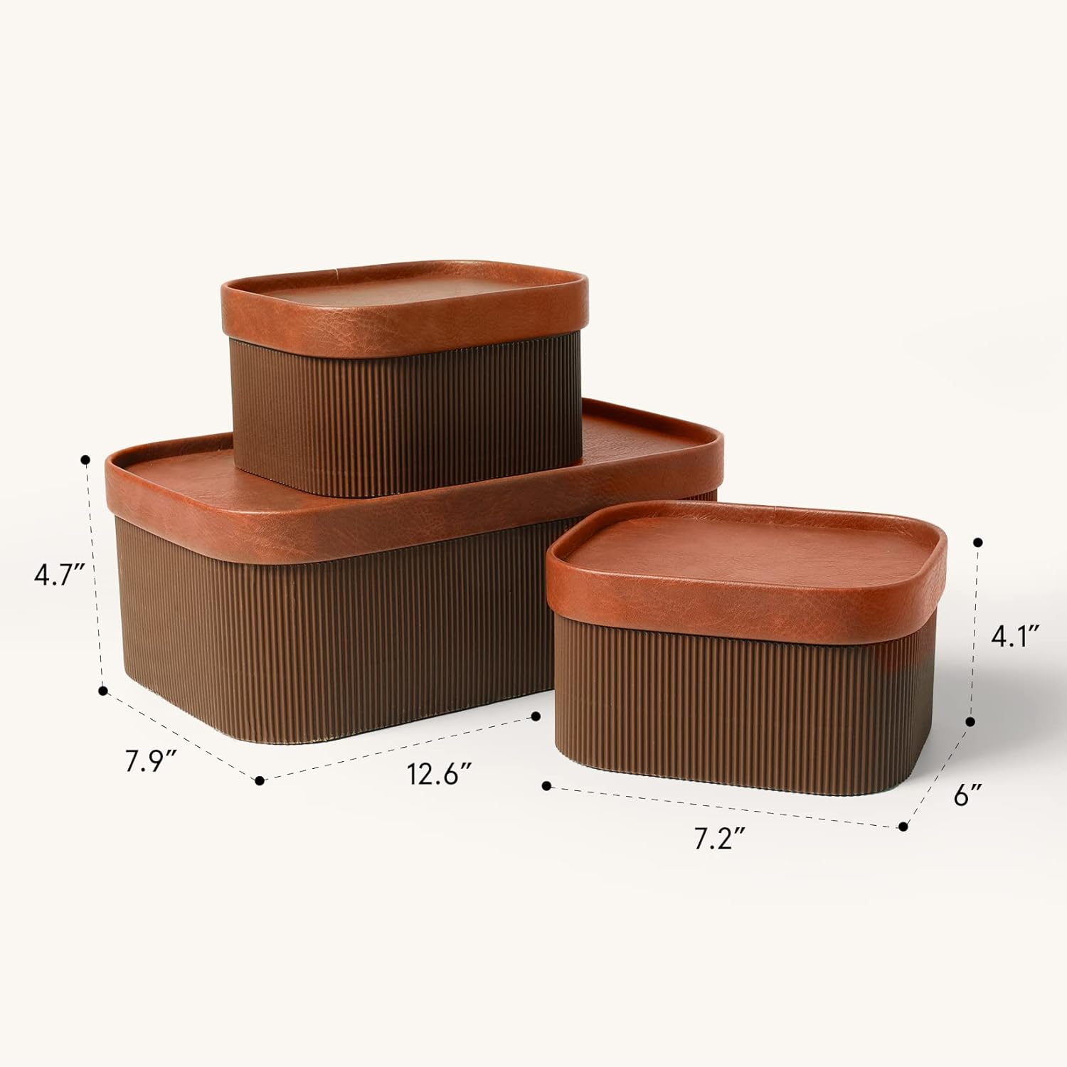LA JOLIE MUSE Fluted Cardboard Storage Baskets Set of 3