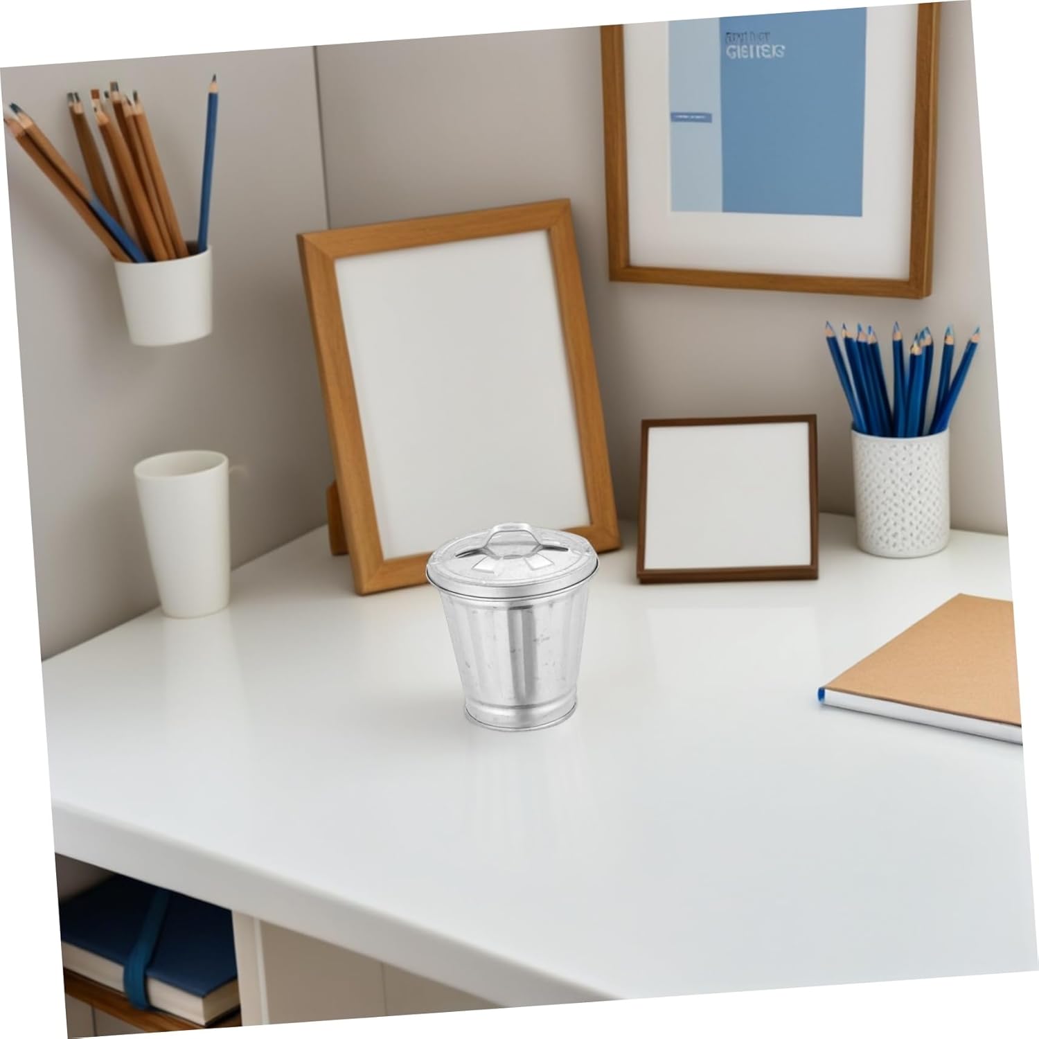 Jojofuny 9 Pcs Metal Mini Trash Can - Space-Saving Storage Bins with Lids