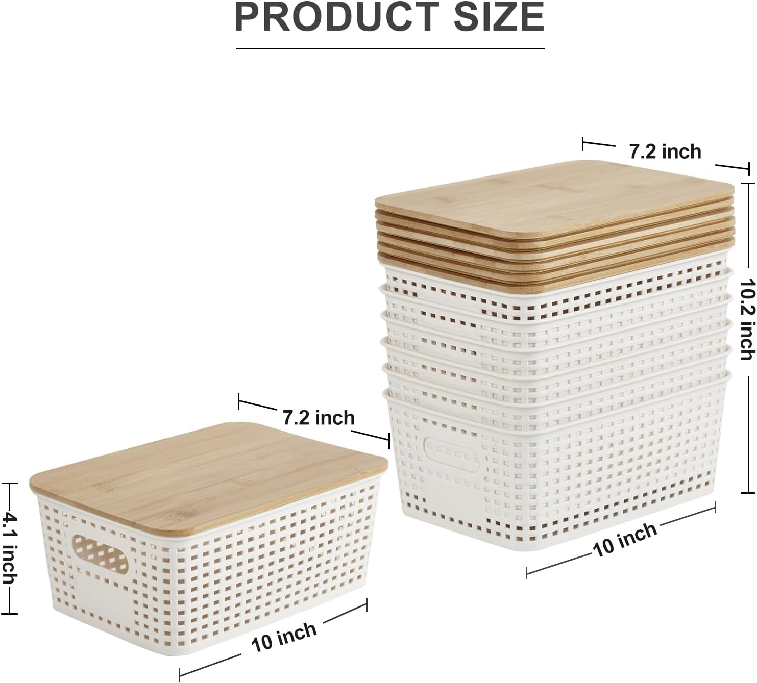 Small Plastic Storage Bins with Bamboo Lids 52Qt Stackable Organizers