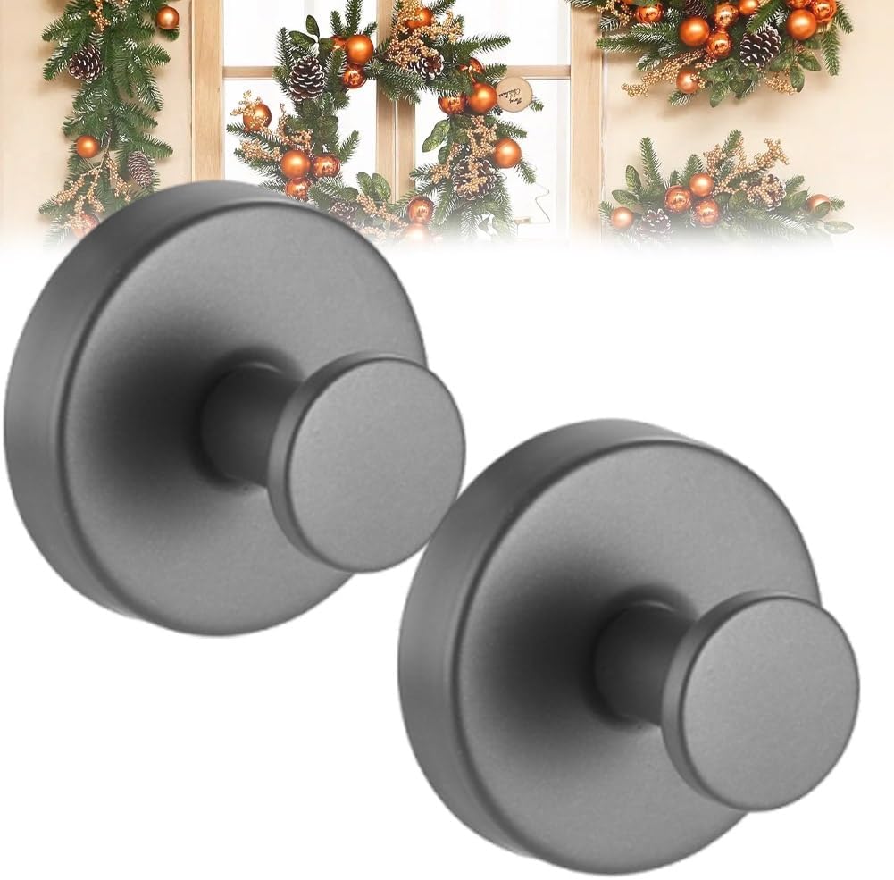 Stainless Steel Suction Cup Hooks for Wreaths 2PCS