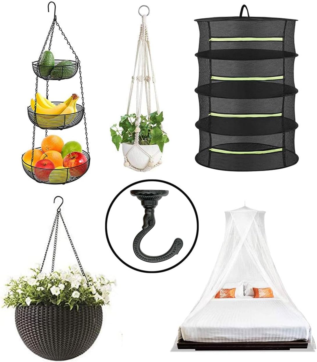 Evsteluo Large Swag Ceiling Hooks 2 Sets Black