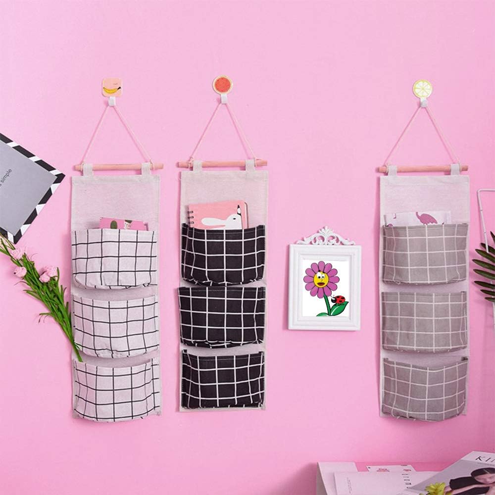 AUHOKY 3Pcs Wall Hanging Storage Organizer with 3 Pockets