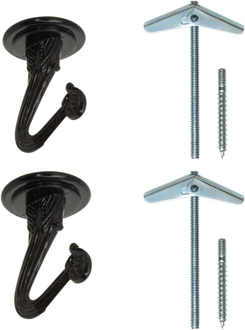 Rocky Mountain Goods 2 Pack Swag Hooks with Mounting Hardware Black