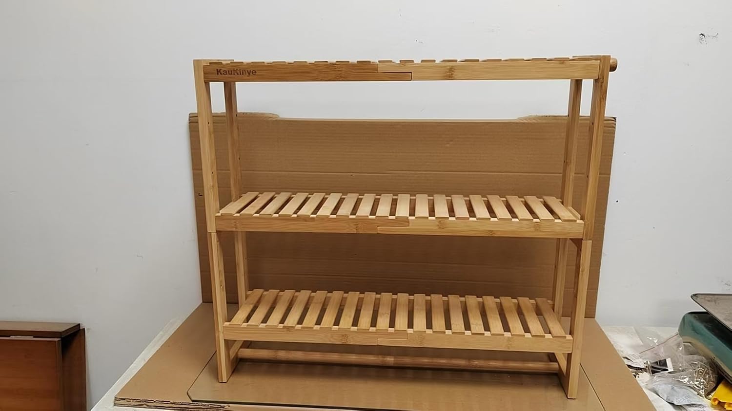 Kaukinye Bamboo 3-Tier Bathroom Shelf with Bar