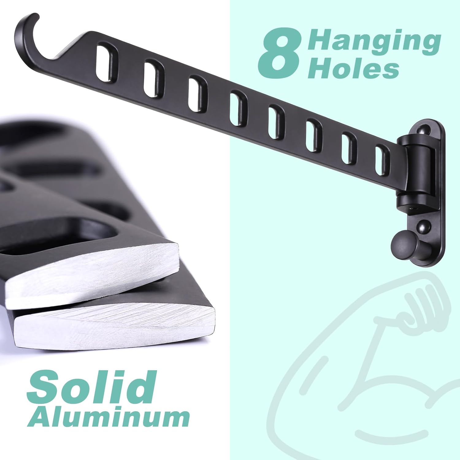 SKIKEN Wall Mounted Laundry Drying Rack 2-Pack Black
