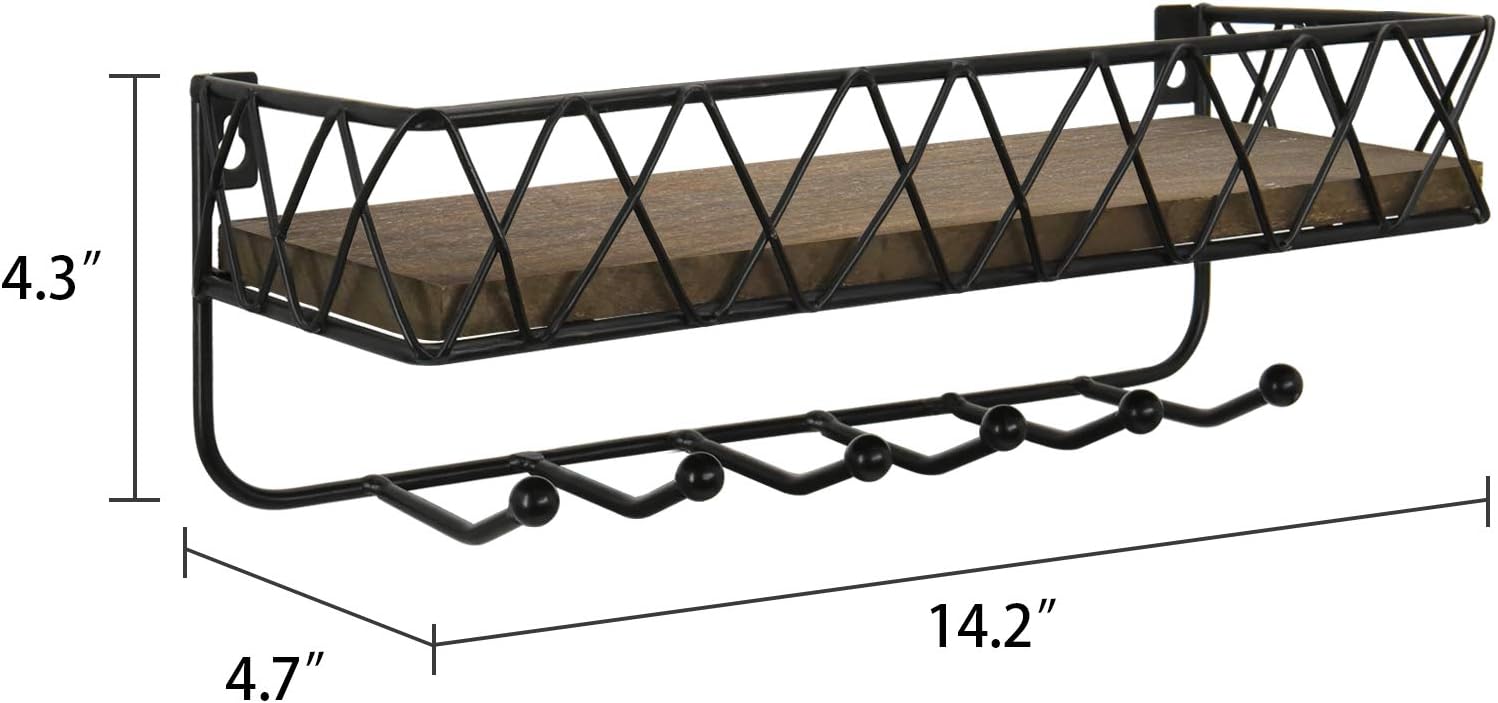 Wall Mounted Key and Mail Holder with Shelf