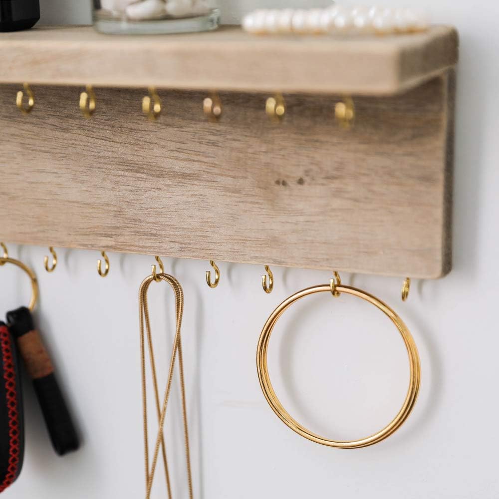 BYHER Wall Mounted Jewelry Organizer with 24 Hooks