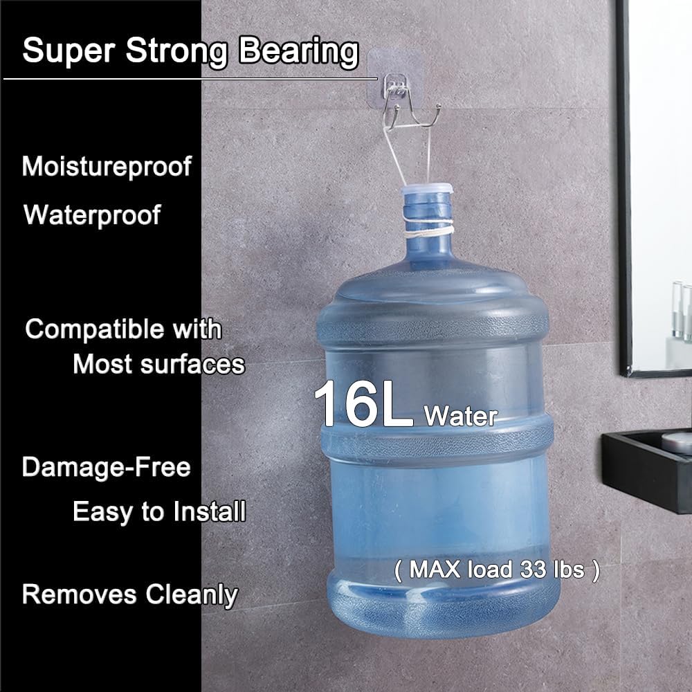 15 Pack Clear Double Adhesive Wall Hooks