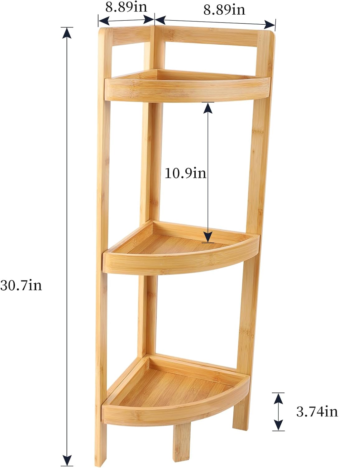 3-Tier Bamboo Corner Shelf for Small Spaces