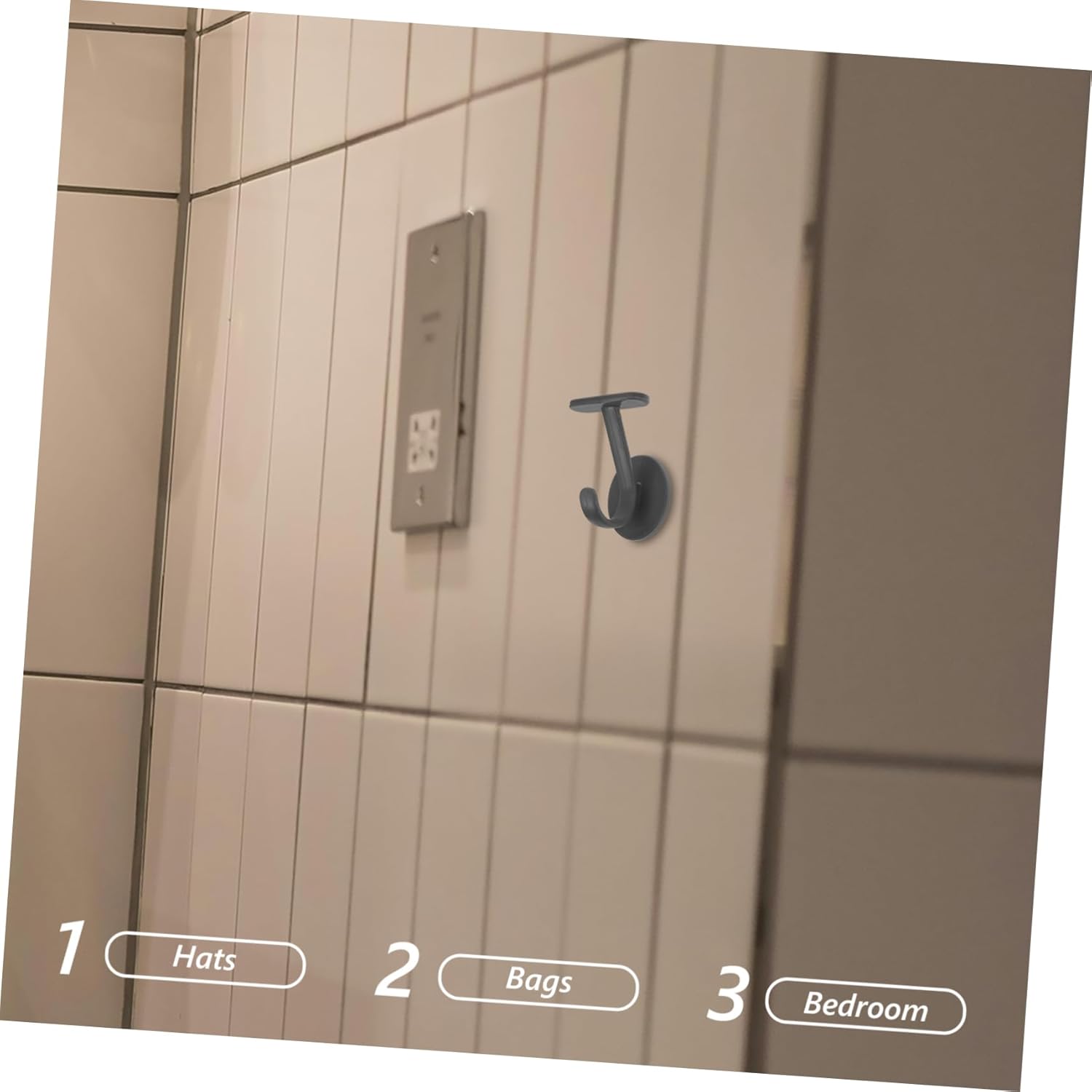 CHILDWEET 6pcs Heavy Duty Adhesive Wall Hooks Gray Design for Hats Bags Towels