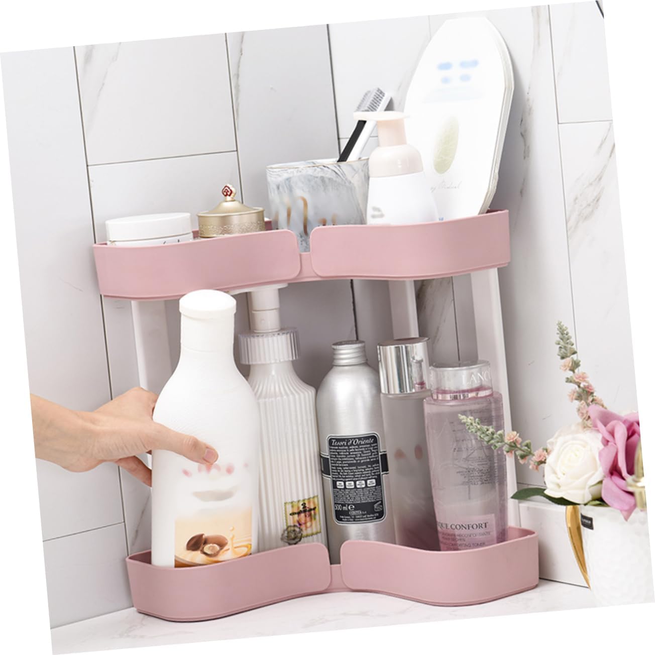 Mobestech Double Layer Bathroom Organizer Plastic Rack