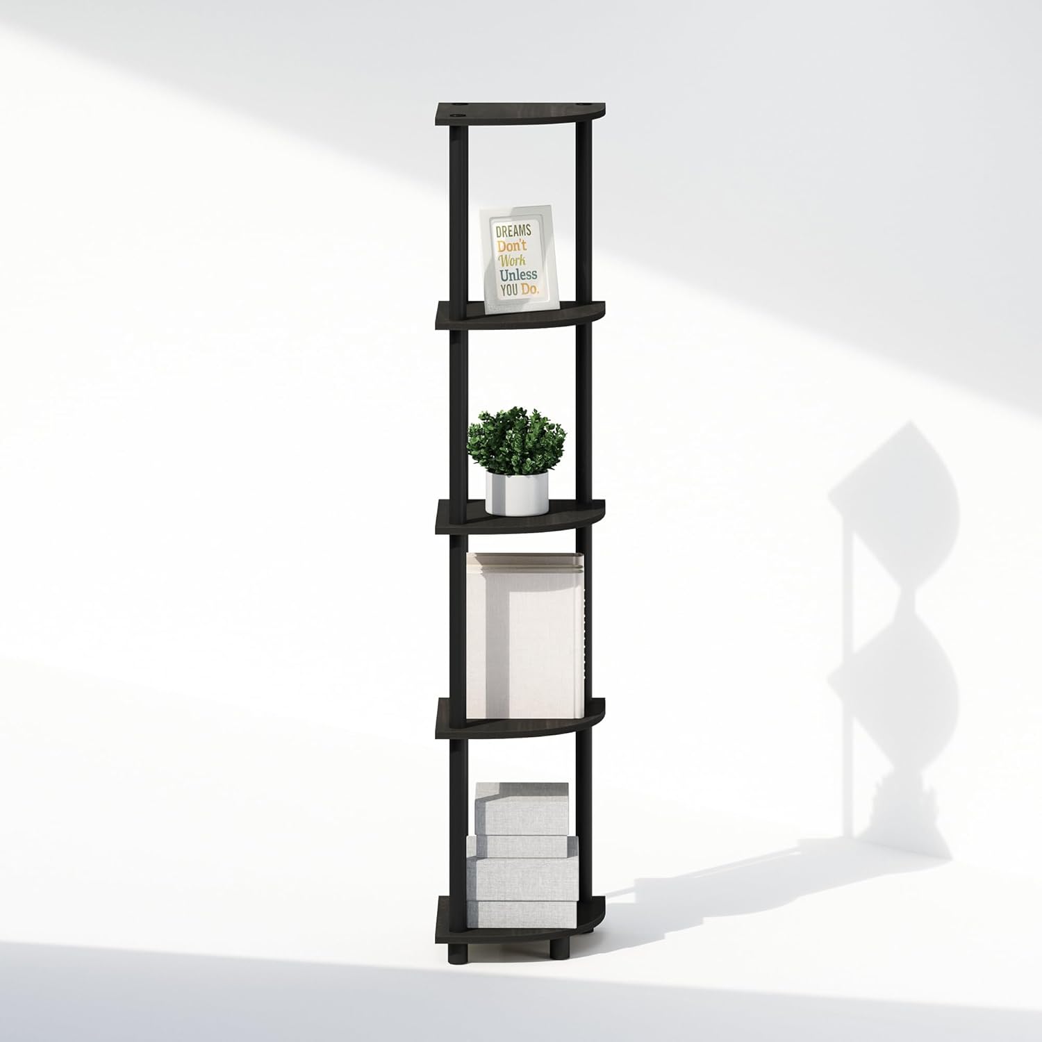 Furinno Turn-N-Tube 5 Tier Corner Display Rack in Black